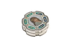 Portapillole tondo argento con smalto verde Selezione Zanolli