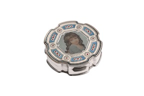 Portapillole tondo argento con smalto blu Selezione Zanolli