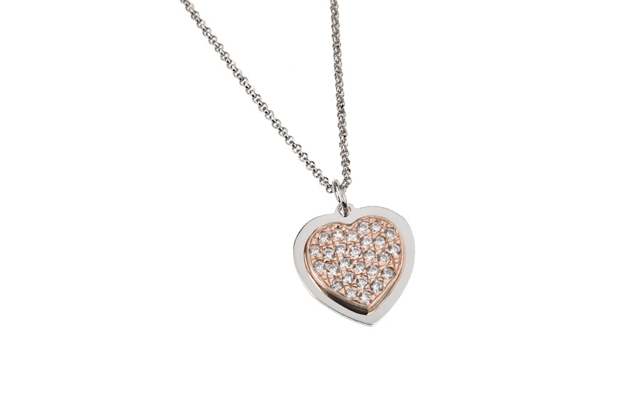 Necklace silver heart with zircons Selezione Zanolli