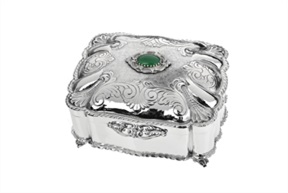 Cofanetto portagioie argento con pietra verde Selezione Zanolli