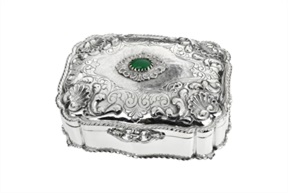 Cofanetto portagioie argento con pietra verde Selezione Zanolli