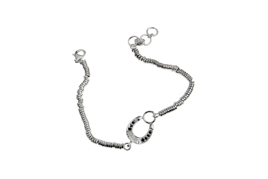 Bracelet Ferro di Cavallo silver and black crystal Maria Cristina Sterling