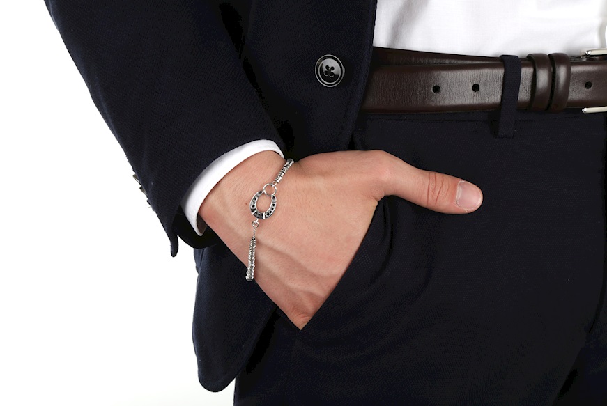 Bracelet Ferro di Cavallo silver and black crystal Maria Cristina Sterling
