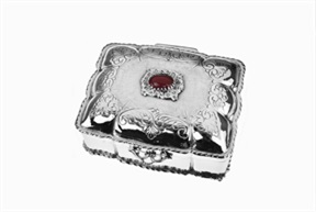 Cofanetto portagioie argento con pietra bordeaux Selezione Zanolli