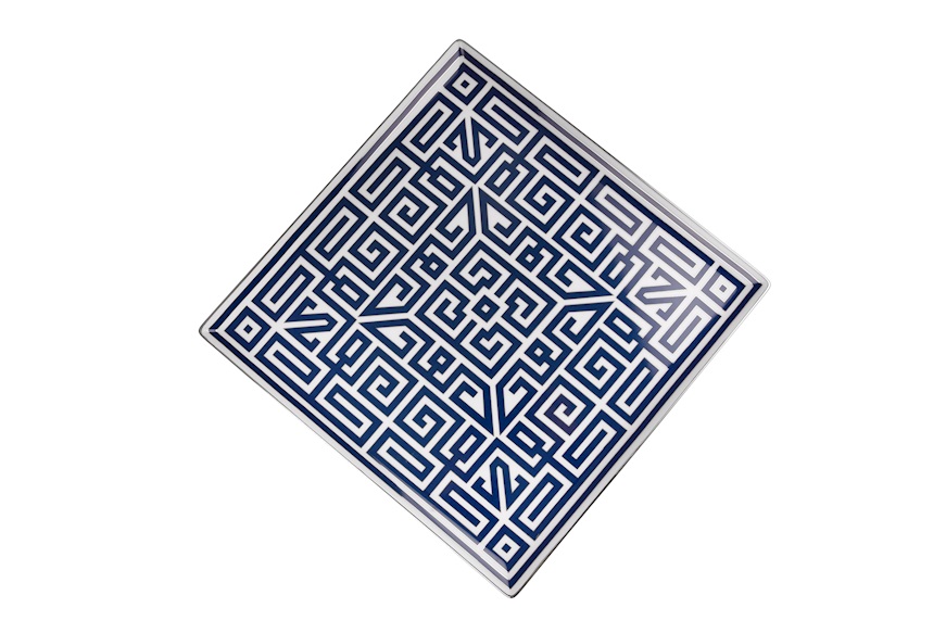 Valet tray Labirinto Zaffiro porcelain square Richard Ginori