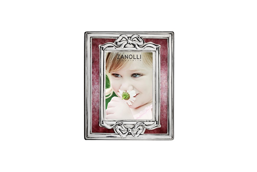 Picture frame silver with bows and pink enamel Selezione Zanolli
