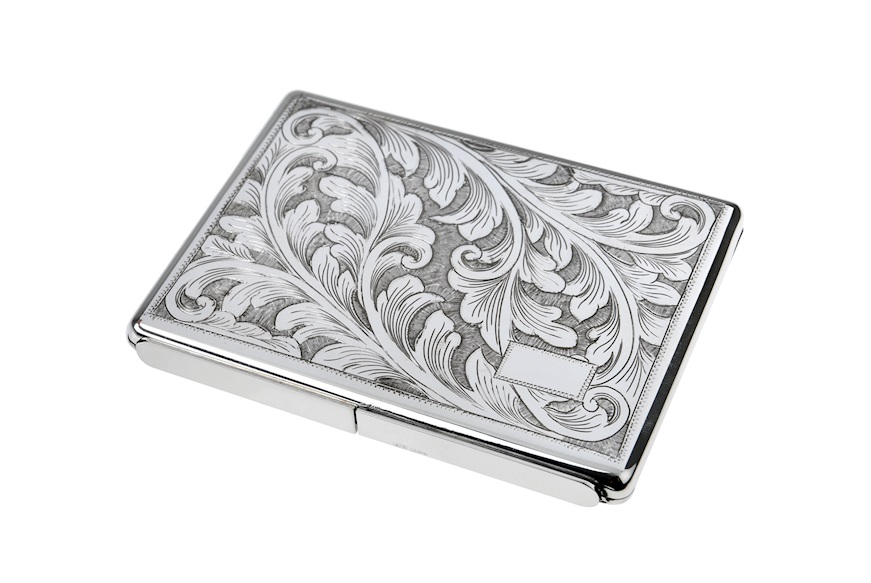 Cigarette box silver with flower engraving Selezione Zanolli