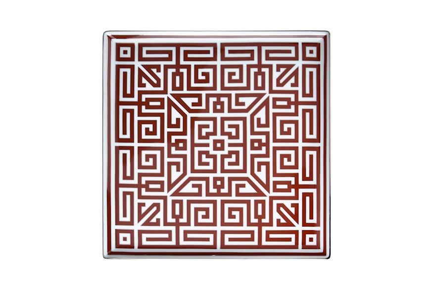 Valet tray Labirinto Scarlatto porcelain square Richard Ginori