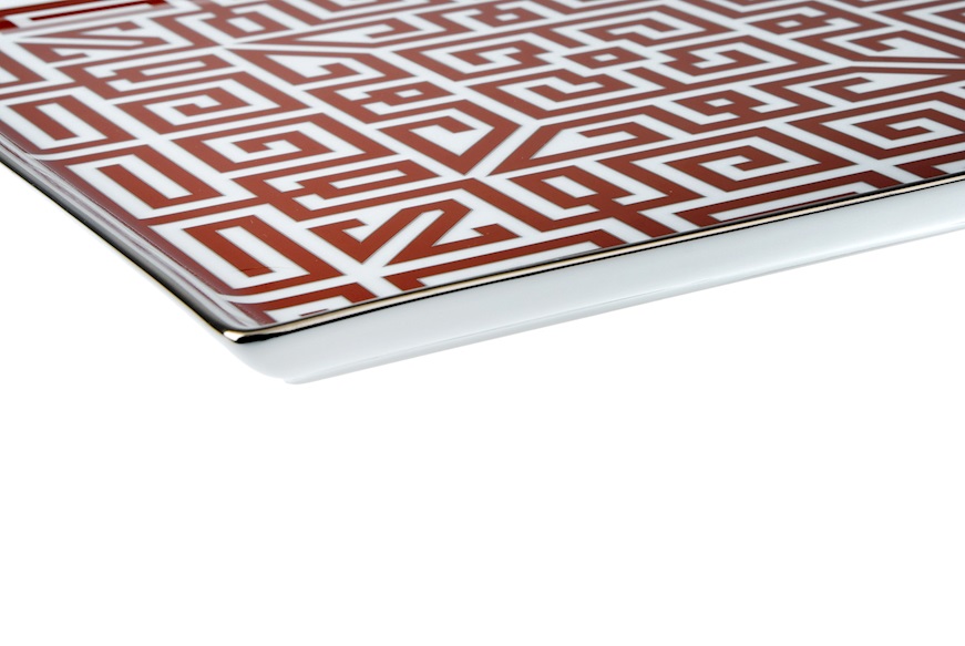 Valet tray Labirinto Scarlatto porcelain square Richard Ginori