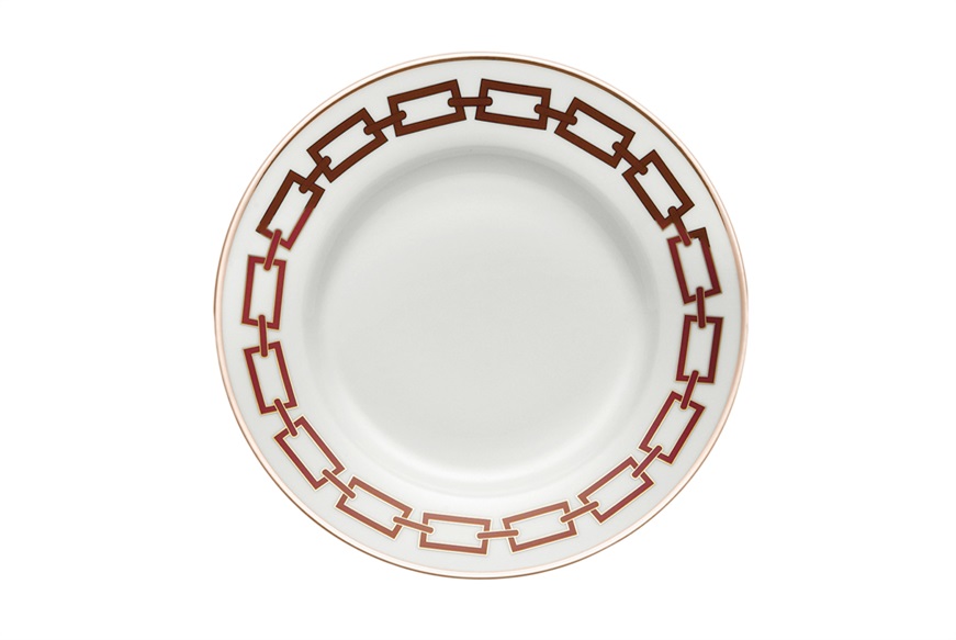 Dessert plate Catene Scarlatto porcelain Richard Ginori