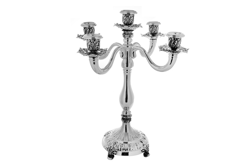 Candlestick silver five flames Selezione Zanolli