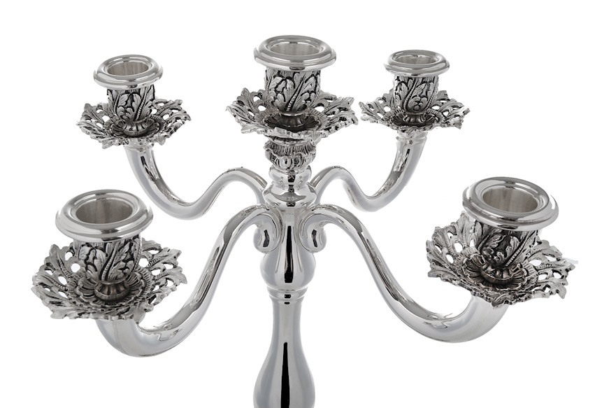 Candlestick silver five flames Selezione Zanolli