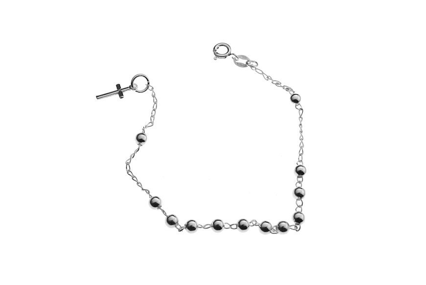 Bracciale Rosario argento con palline lucide e croce Selezione Zanolli