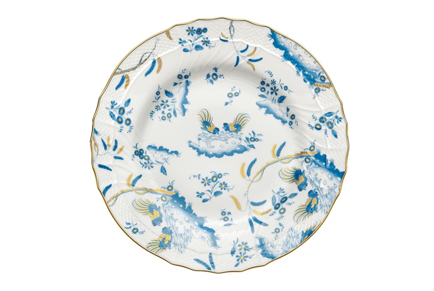 Dinner plate Oro di Doccia porcelain Turchese Richard Ginori