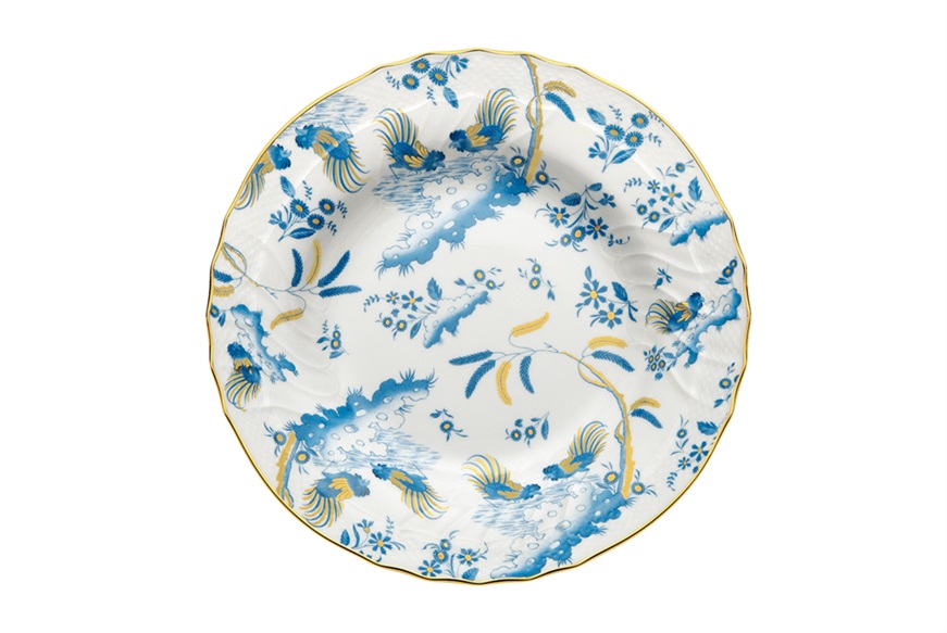Soup plate Oro di Doccia porcelain Turchese Richard Ginori