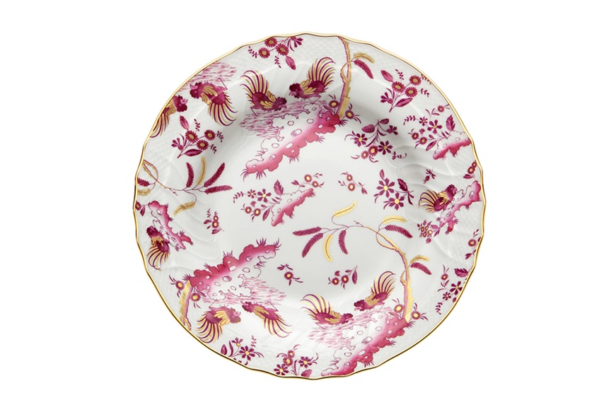 Soup plate Oro di Doccia porcelain Magenta Richard Ginori