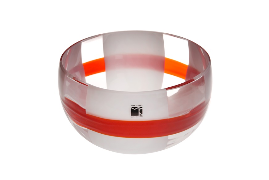 Bowl Mignon Murano glass red and milk white Carlo Moretti