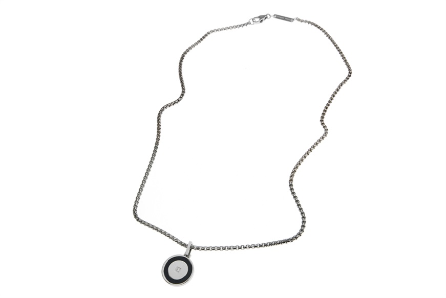 Collana Class acciaio con pendente tondo e zircone Nomination