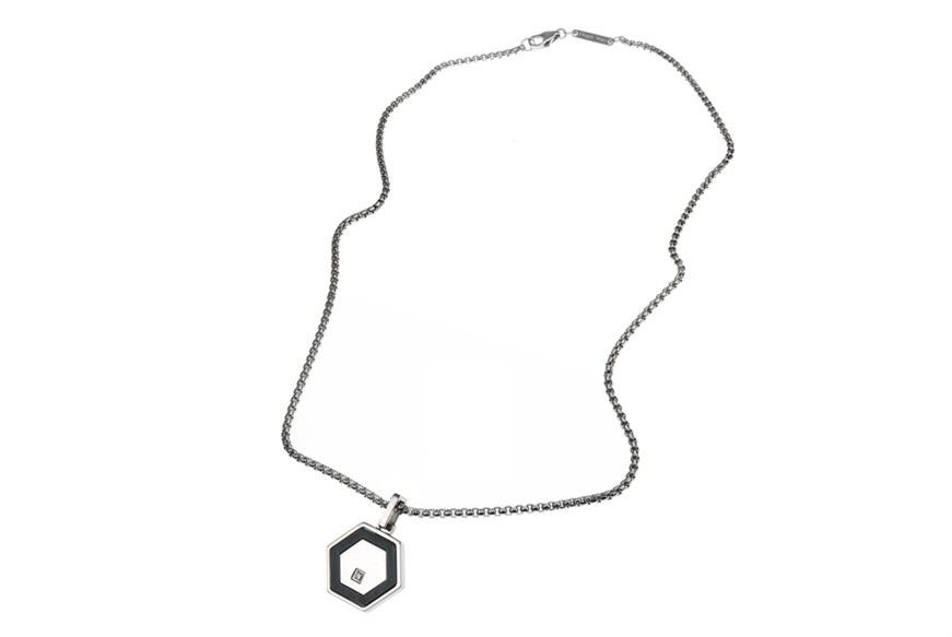 Necklace Class steel with hexagonal pendant and zircon Nomination