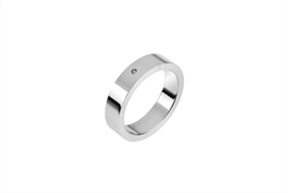 Anello argento fascia alta con brillante