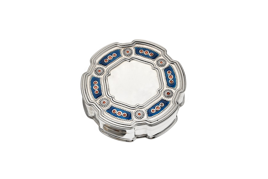 Round pill box silver with blue enamel Selezione Zanolli