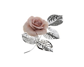 Bomboniera Rosa Capodimonte argento rosa