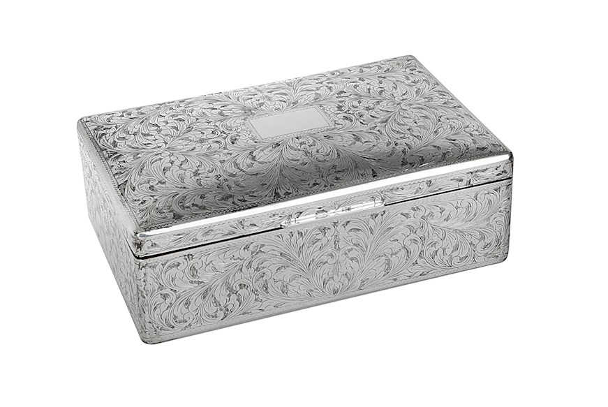 Box silver with floral engraving and wooden interior Selezione Zanolli