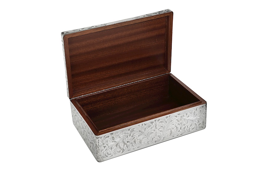 Box silver with floral engraving and wooden interior Selezione Zanolli