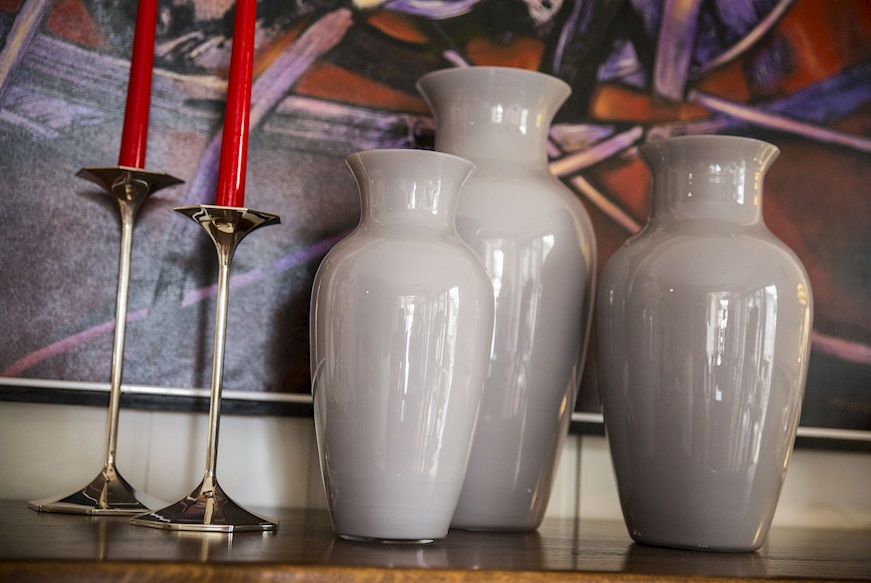 Vase I Cinesi Murano glass Dandy grey white Carlo Moretti