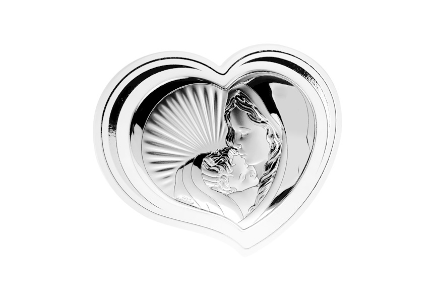 Pannello Madonna con bambino bianca con retro in legno Selezione Zanolli