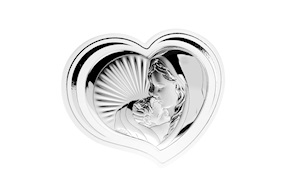 Pannello Madonna con bambino bianca con retro in legno Selezione Zanolli