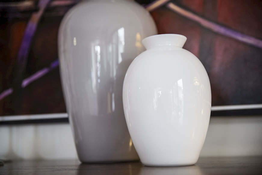 Vase Lopas Murano glass milk white Carlo Moretti