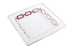 Valet tray Catene Scarlatto porcelain square Richard Ginori