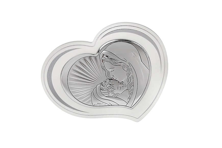 Pannello Madonna con bambino bianca con retro in legno Selezione Zanolli