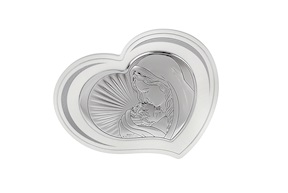 Pannello Madonna con bambino bianca con retro in legno Selezione Zanolli