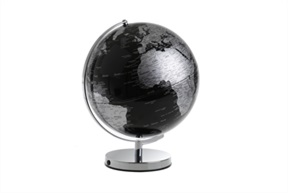 Mappamondo con globo nero, illuminazione a led e supporto in metallo Selezione Zanolli