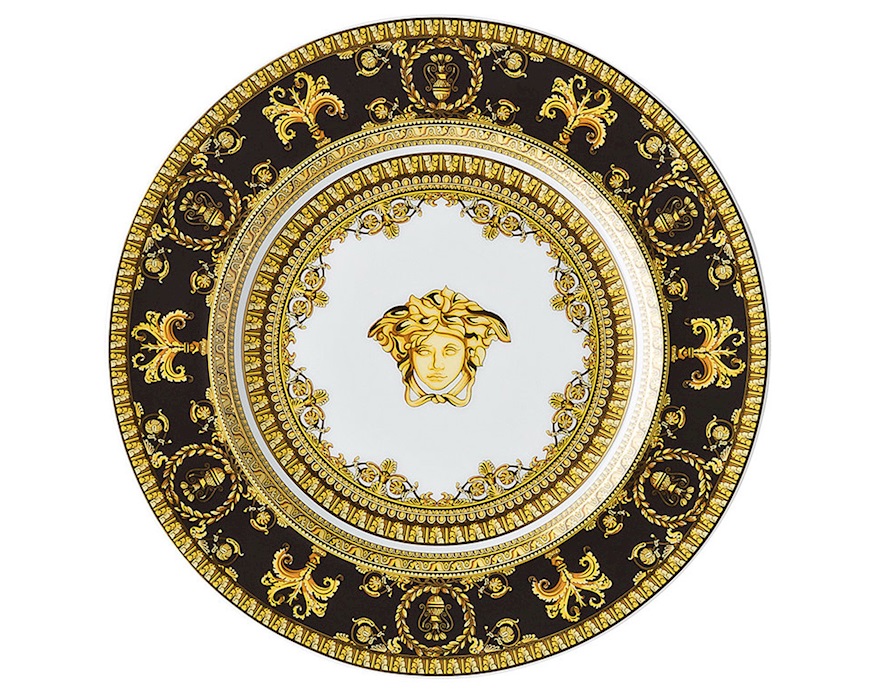 Dessert plate Baroque porcelain black Versace