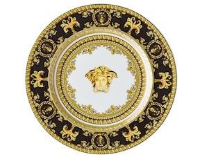 Piatto piano dessert Baroque porcellana nero Versace