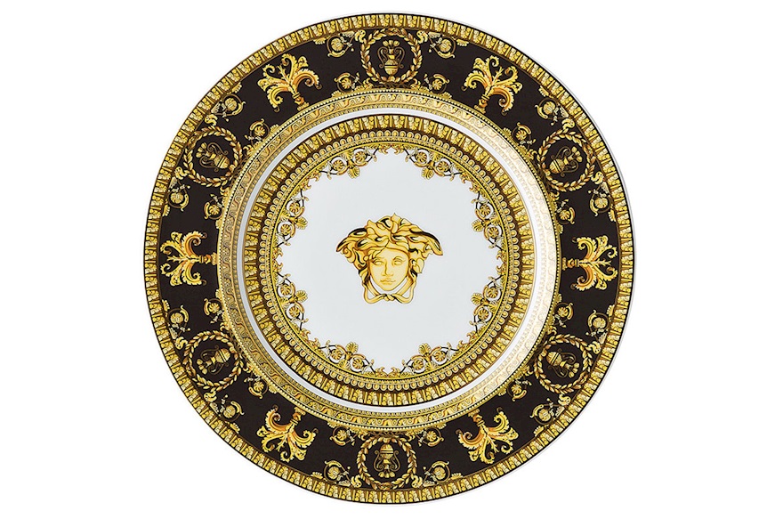 Dessert plate I love baroque porcelain black Versace