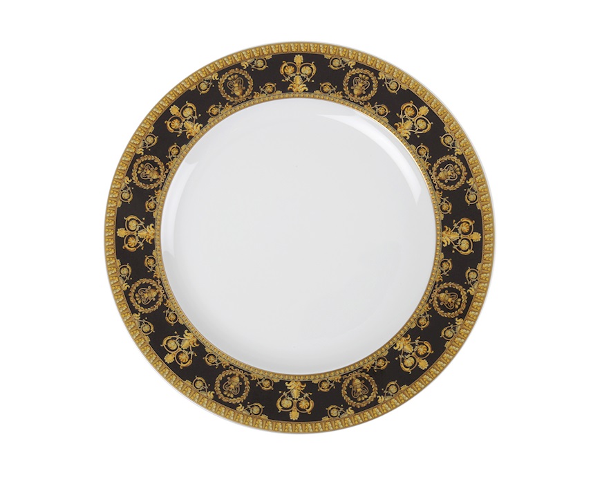 Piatto piano dessert Baroque porcellana nero Versace