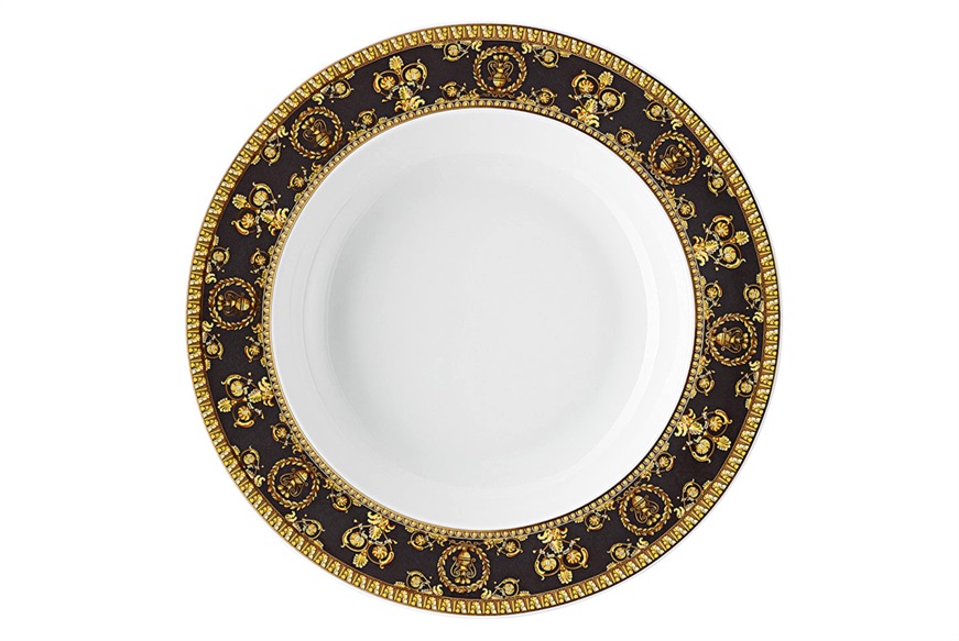 Soup plate I love baroque porcelain black Versace
