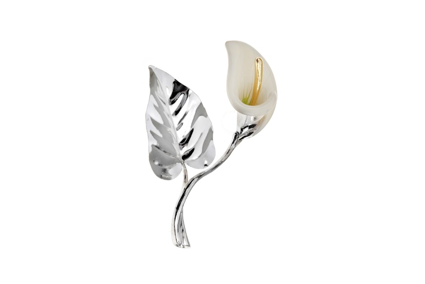 Calla silver and white and green enamel Selezione Zanolli