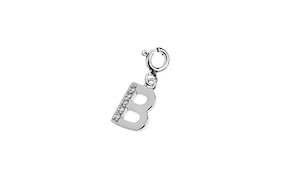 Pendant B Letter silver with white zircons Selezione Zanolli