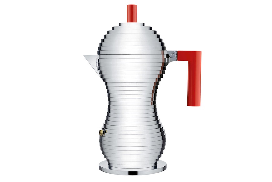 Caffettiera Pulcina Induzione manico rosso sei tazze Alessi