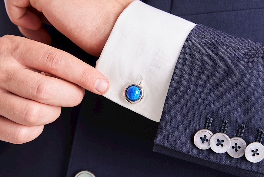 Gemelli argento con smalto blu e azzurro Selezione Zanolli