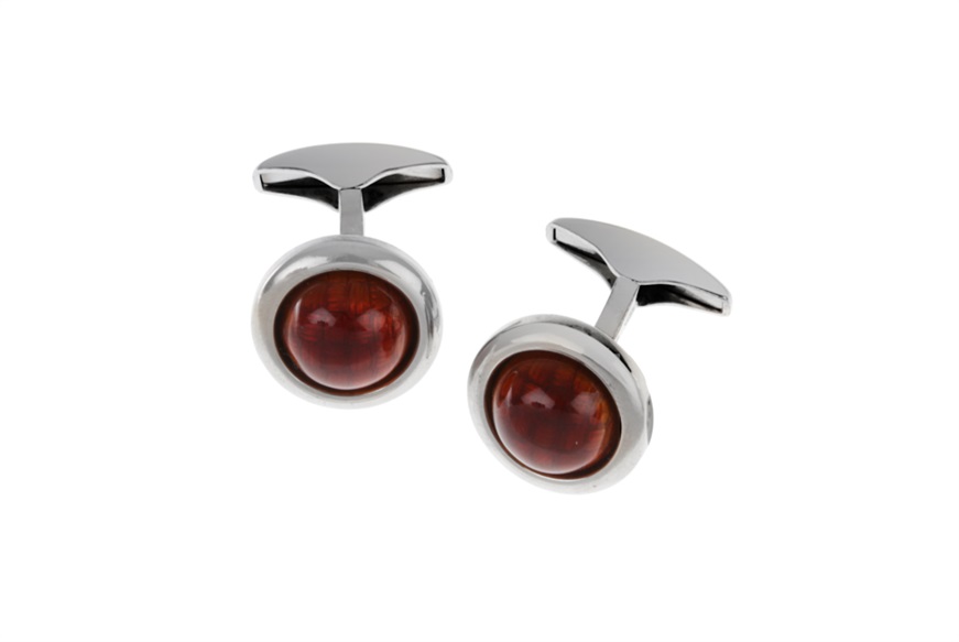 Cufflinks silver round with red enamel Selezione Zanolli