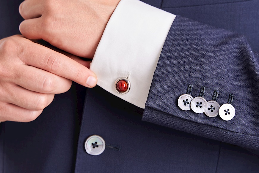 Cufflinks silver round with red enamel Selezione Zanolli