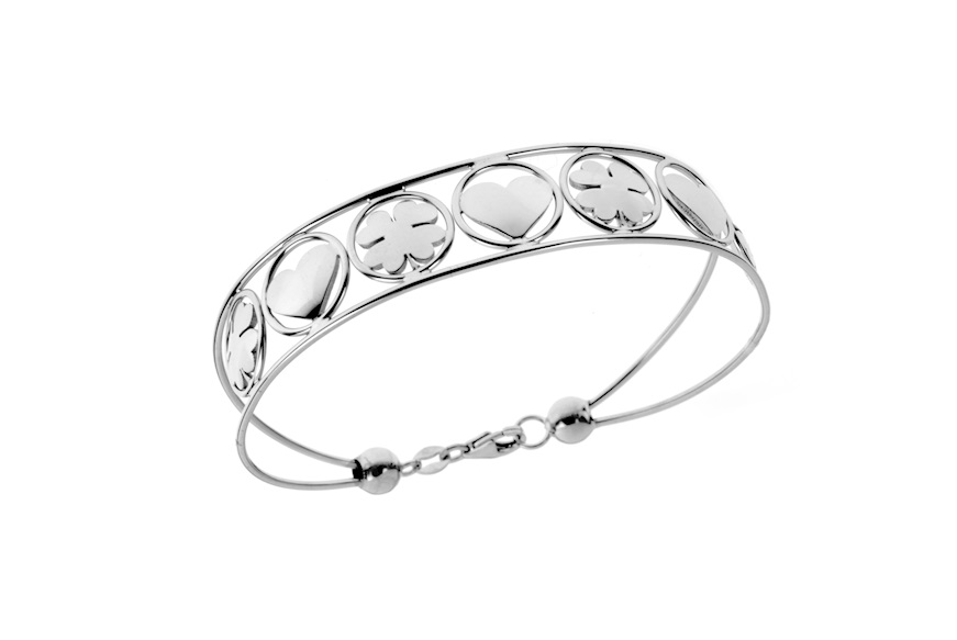 Bracciale argento con cuori e quadrifogli Selezione Zanolli