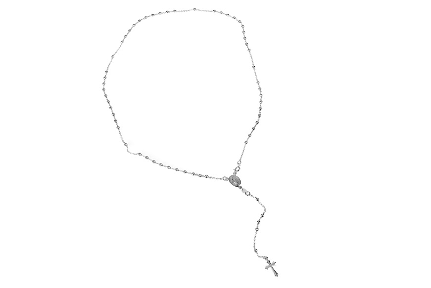Collana Rosario argento con palline lucide e croce Selezione Zanolli