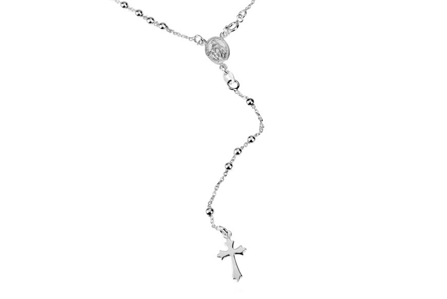 Collana Rosario argento con palline lucide e croce Selezione Zanolli